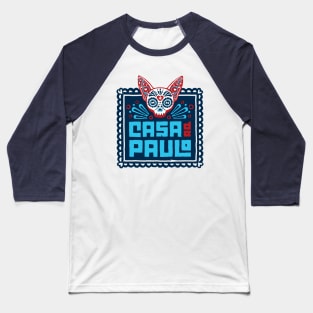 Casa de Paulo Logo on Blue Baseball T-Shirt